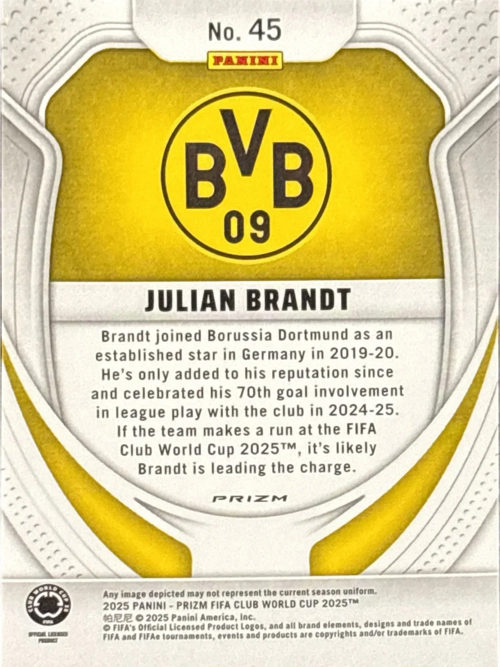 Panini Refractor Soccer Trading Card - Julian Brandt